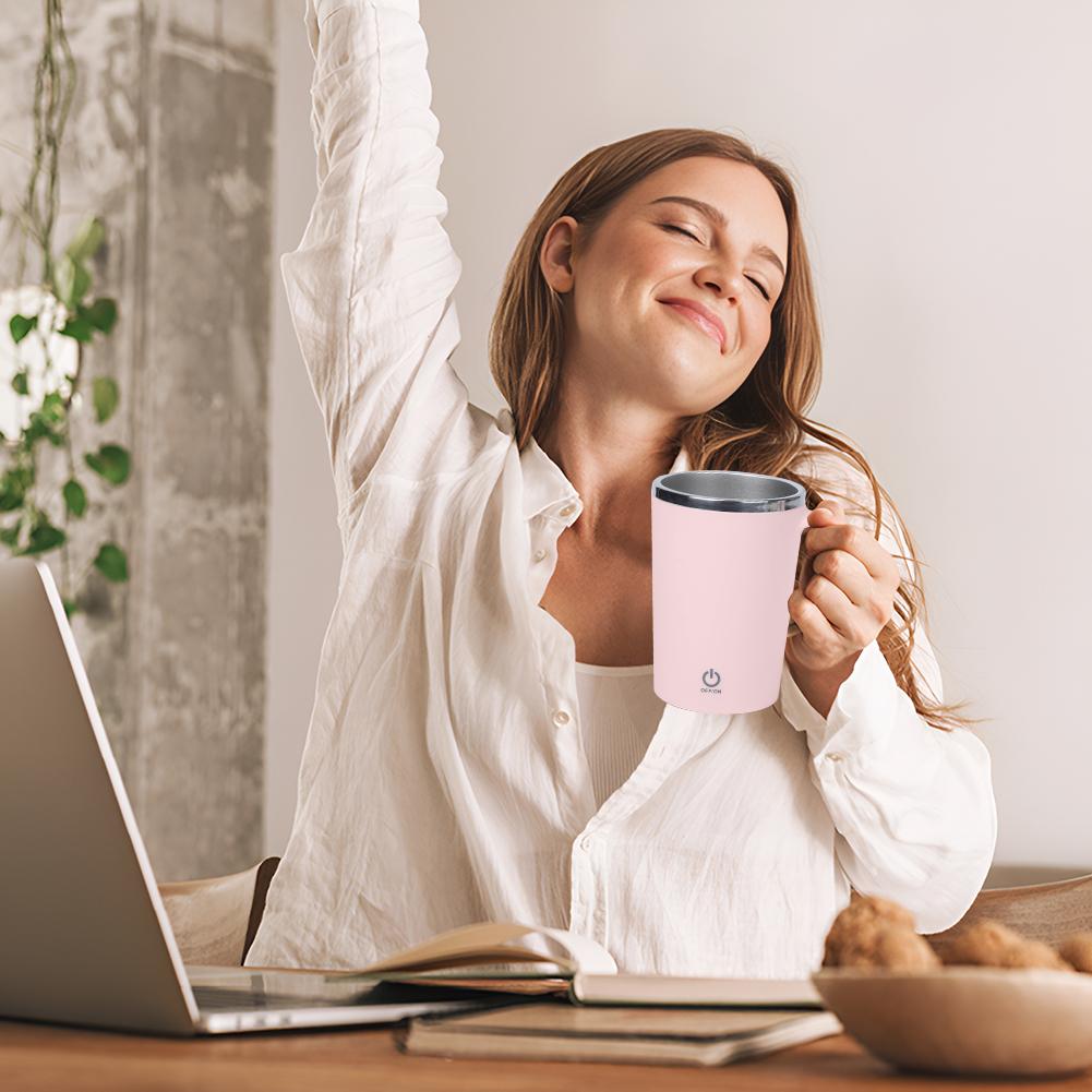 Kaufe Kaffeetasse, toller 400 ml großer Kaffeebecher aus 304 Edelstahl mit großem Fassungsvermögen, automatisch, magnetisch, selbstrührend, für Zuhause, Büro, Schule, Fitnessstudio zum Preis ab 51