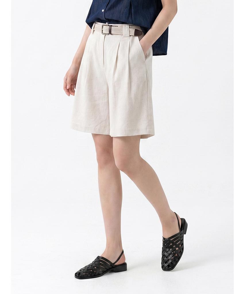 Poebeo21 Belted Pintuck Half Pants (Ftdbpt006)