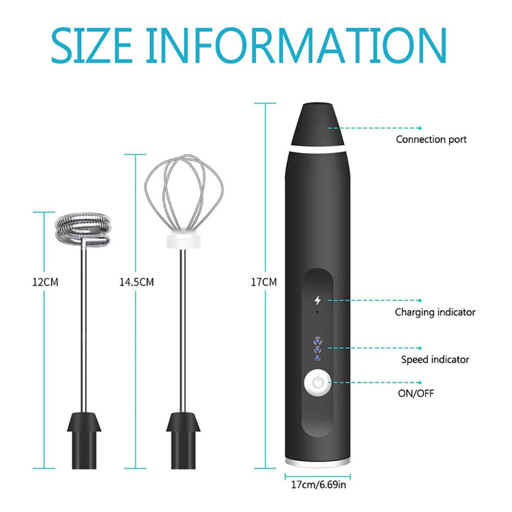 Milk Frother USB Rechargeable Mini Handheld Electric Blender Mixer Whisk Drink Mixer for Cappuccino
