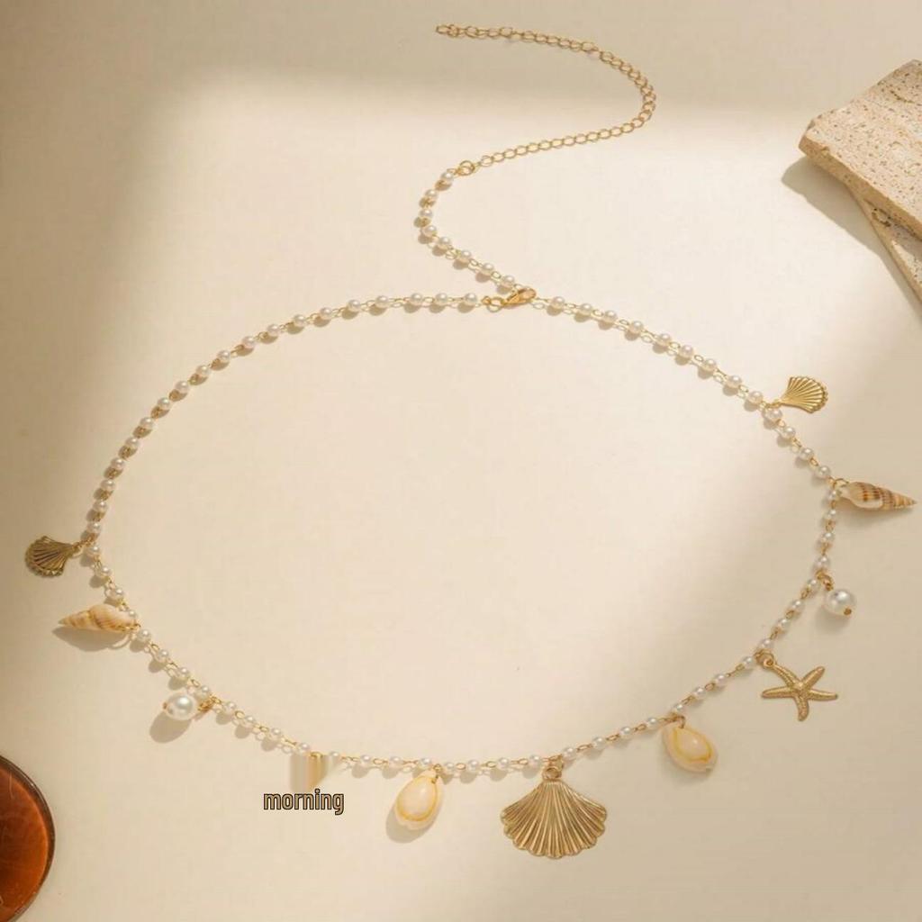 Bohemian Beach Faux Pearl & Seashell Starfish Waist Chain for Women