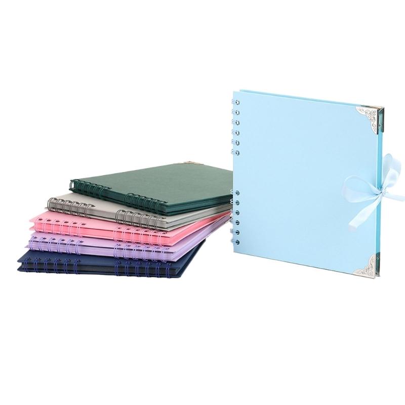 DIY Scrapbook Album 8palcová čtvercová prázdná stránka pro uchování vzpomínek Papír 30 listů Držák na fotografie Kniha vzpomínek s mašlí