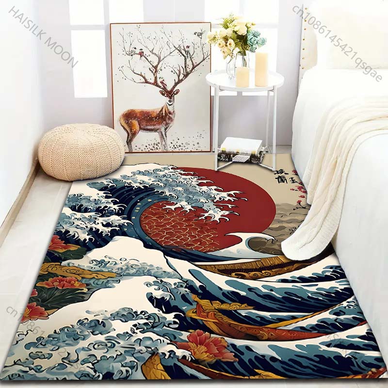 Kanagawa Waves, Japan Pattern Carpet for Bedroom Living Room Bedside Sofa Floor Mat Modern Home Decor Area Rug Fast Shipping