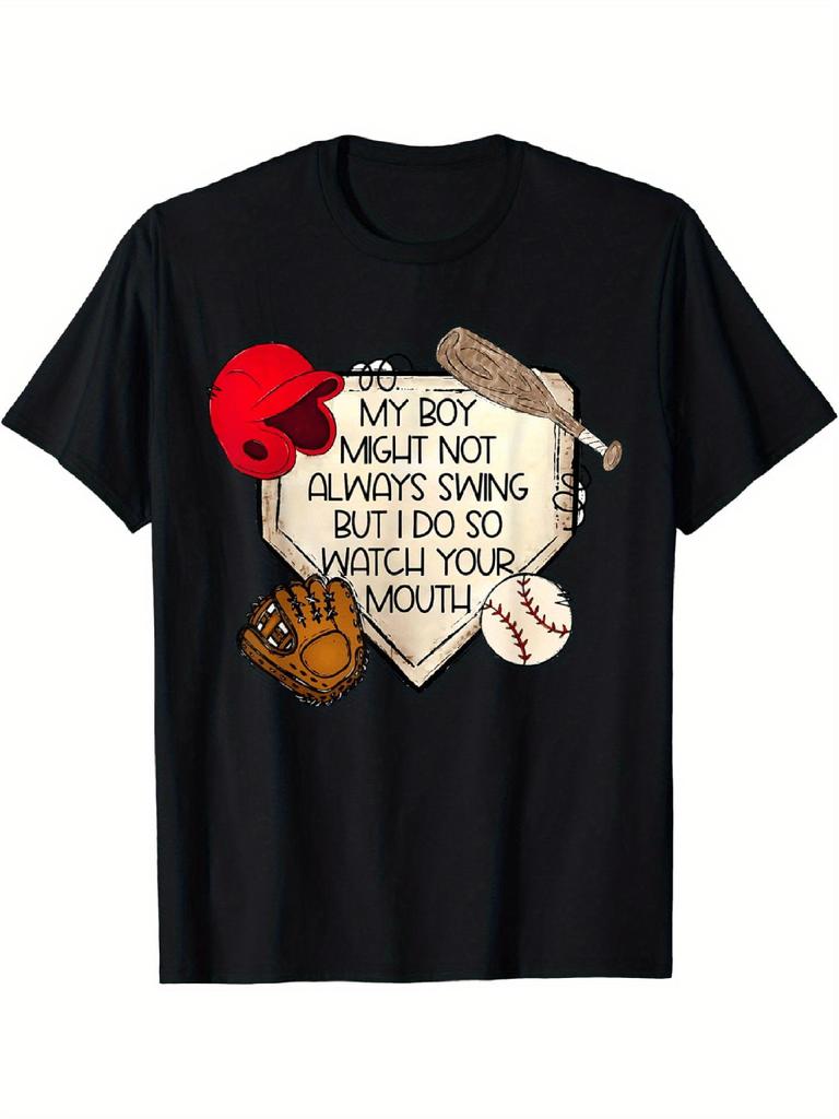 Baseball Mom Dad Funny Saying Graphic Tee Soft Cotton Crew Neck TShirt Casual Short Sleeve Top