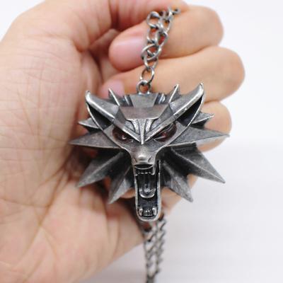Witcher 3 Pendant Necklace Red Eye Wolf Head Necklace Pendant Animal Pendant Wolf Head Necklace