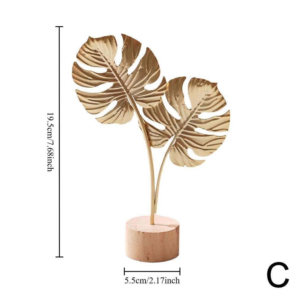 1pc Nordic style light luxury metal crafts creative home living room foyer wine cabinet decorations iron ginkgo leaf ornaments