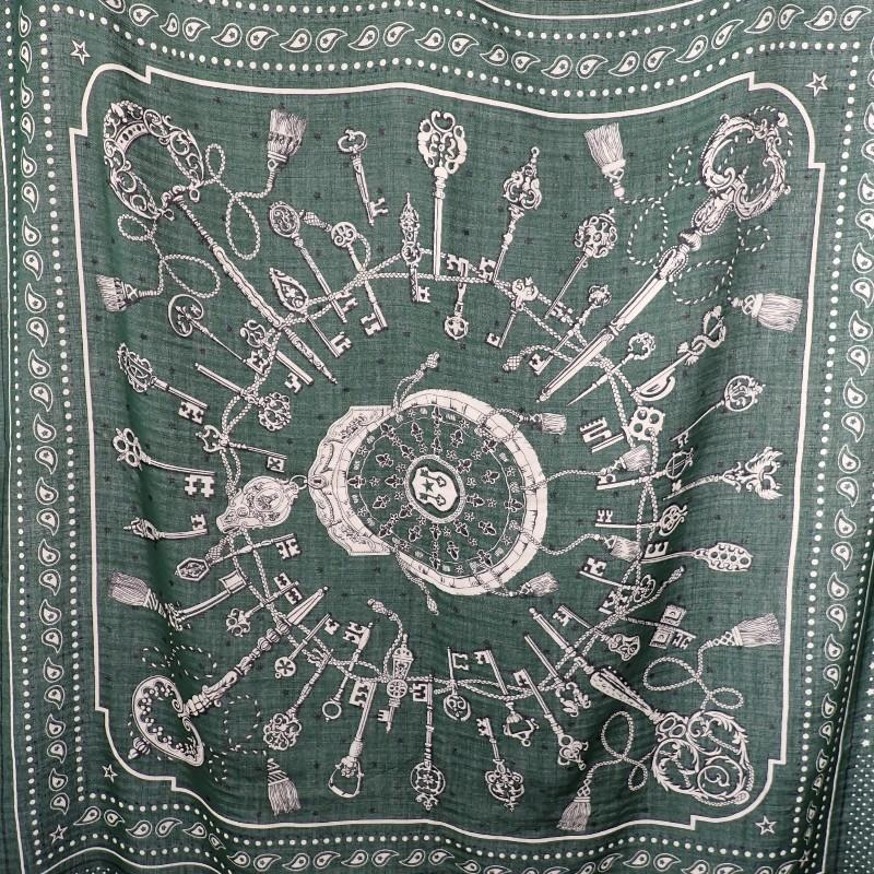 HERMES   scarf green cashmere/silk Women