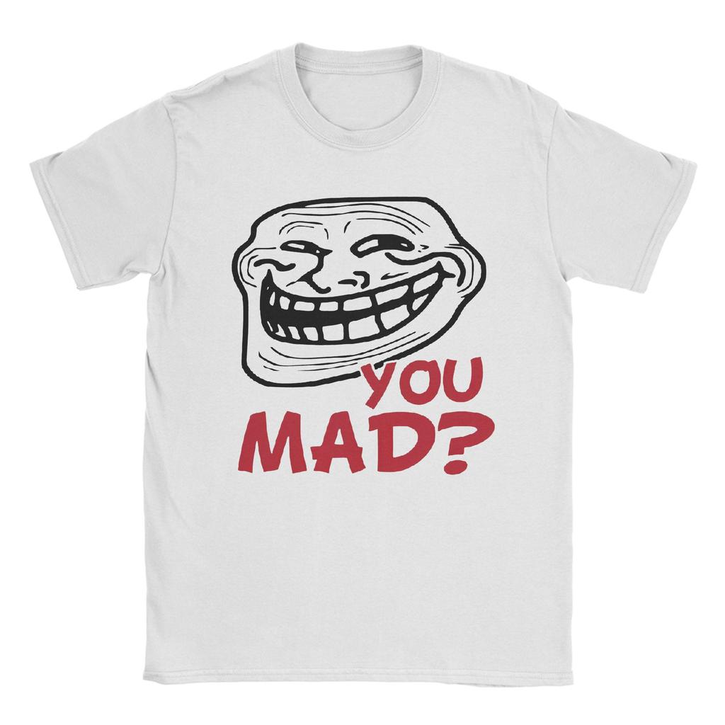 Men's T-Shirt You Mad Troll Face Memes Novelty Cotton Tee Shirt Short Sleeve Funny Humor T Shirt Crew Neck Tops Birthday Gift