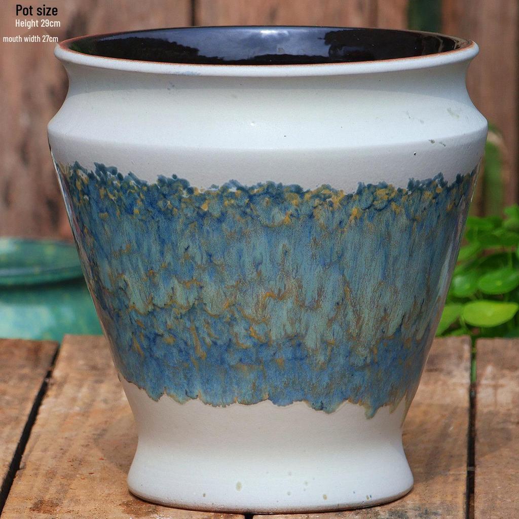 Handmade Coarse Pottery Flower Pot - Large Ceramic Jar for Bougainvillea & Hydrangeas