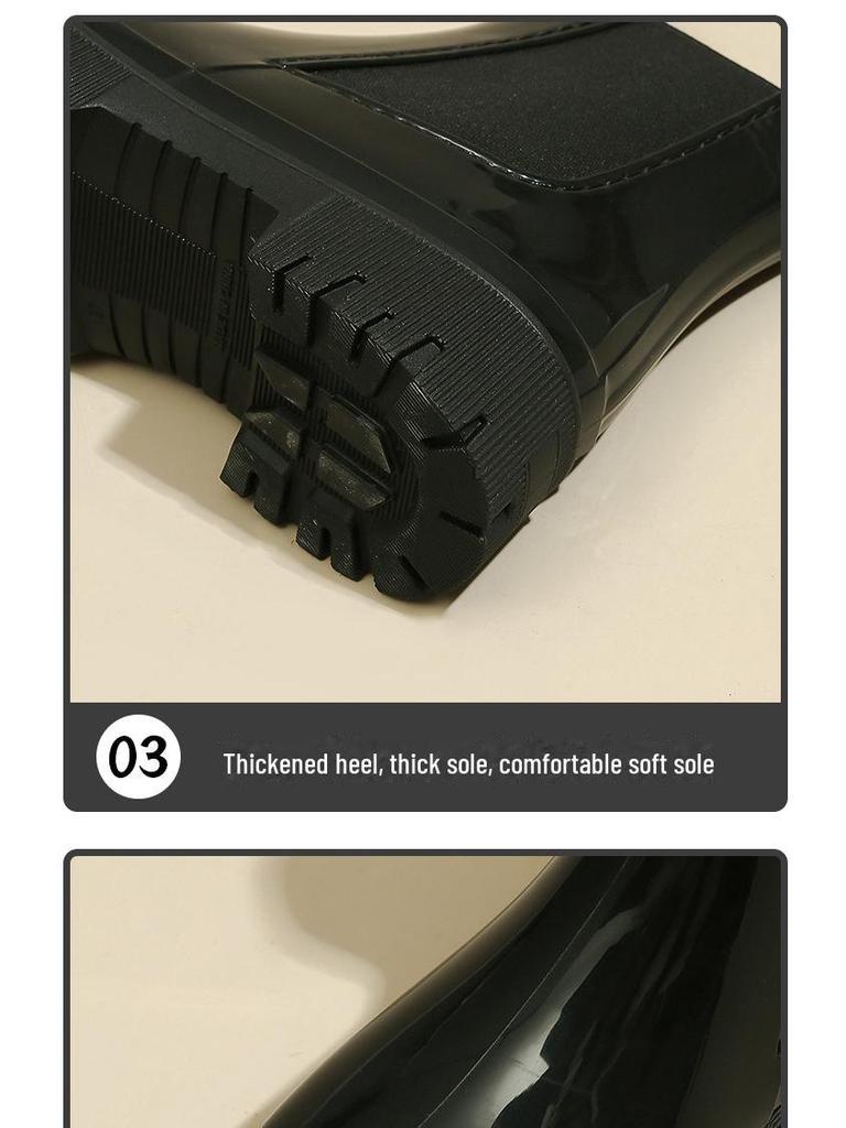 Korean Mid-Tube Women's Rain Boots: Wear-Resistant, Waterproof and Non-Slip with Soft Soles. Ideal for Outdoor Use.