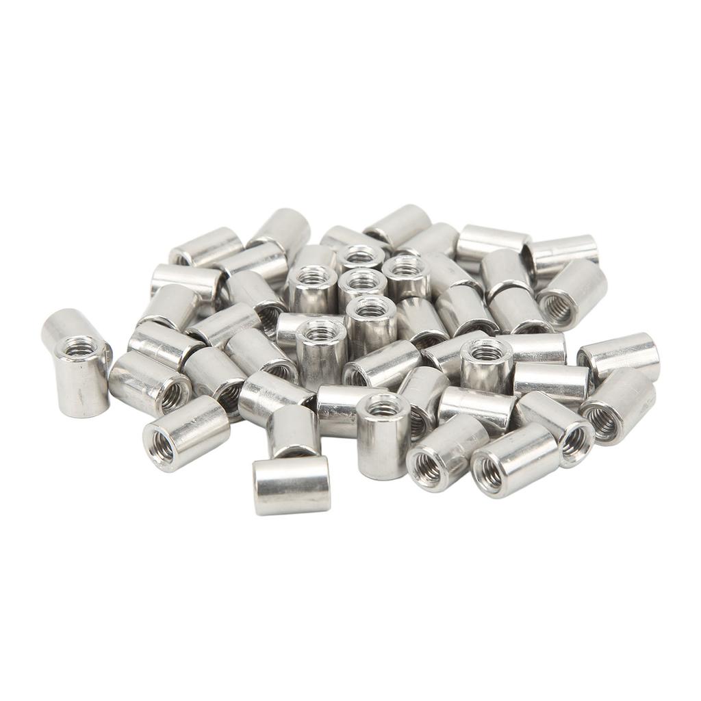50Pcs Coupling Nut Round Rod Connector Female Thread 304 Stainless Steel M6x1.0 10 L13mm