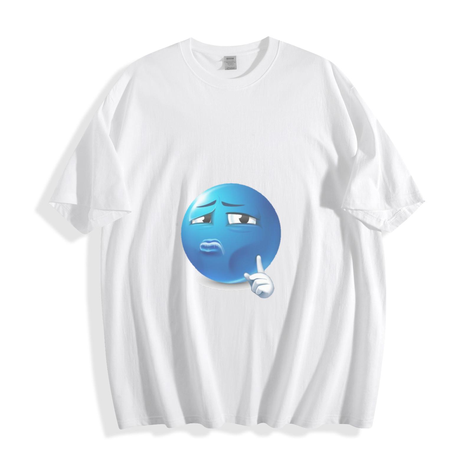 Moody Blue Emoji Pout T-Shirt - Dramatic & Trendy Design Unisex Tee M