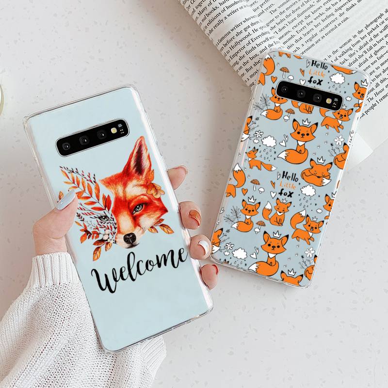 

Прозрачный чехол для телефона с милой лисой осенью для Samsung Galaxy AS 22 52 20 21 71 10 51 50 12 40 fe ultra plus