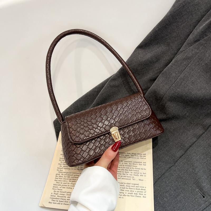 Summer New Shoulder Bag Casual Simple Woven Pattern Underarm Bag Trendy Texture Small Square Bag Women