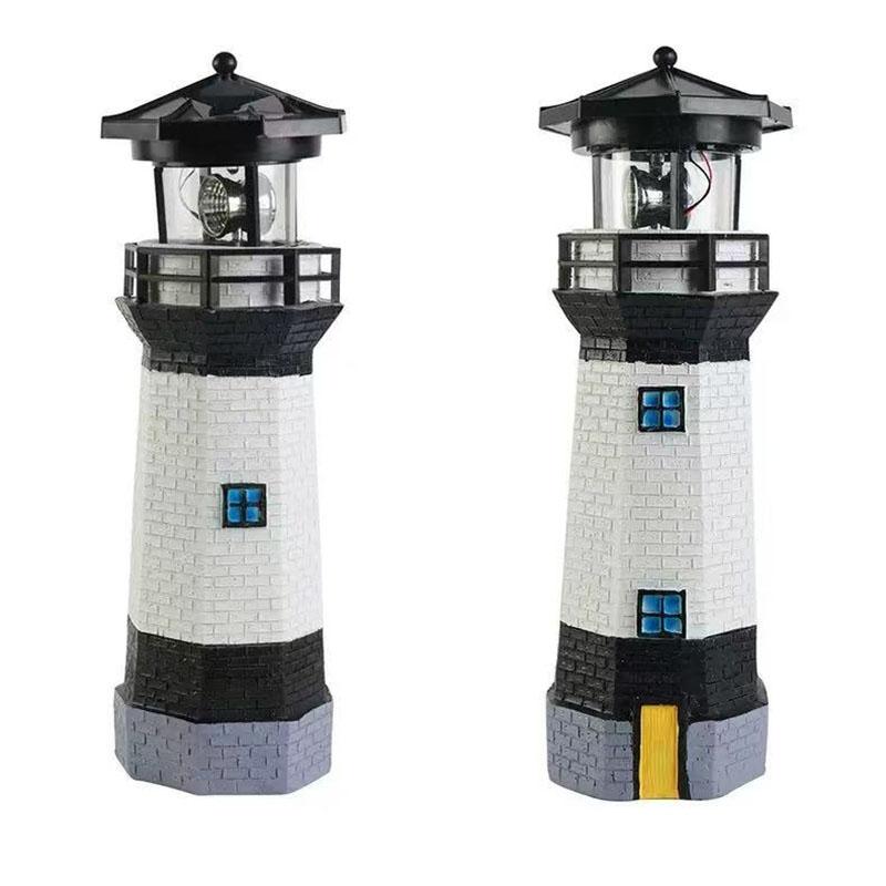 Lighthouse Shape Solar LED Light Garden Fence Yard Outdoor Adornment Smart Sensor Beacon Rotating Lamp Solar Light Decor