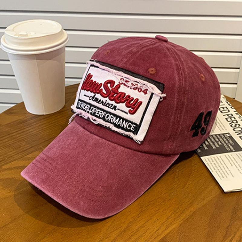 

Washed Cotton Letter Embroidery Baseball Cap For Men Women Outdoor Sports Long Brim Sunshade Hat Hip Hop Dad Trucker Peaked Hats 54-60cm красный