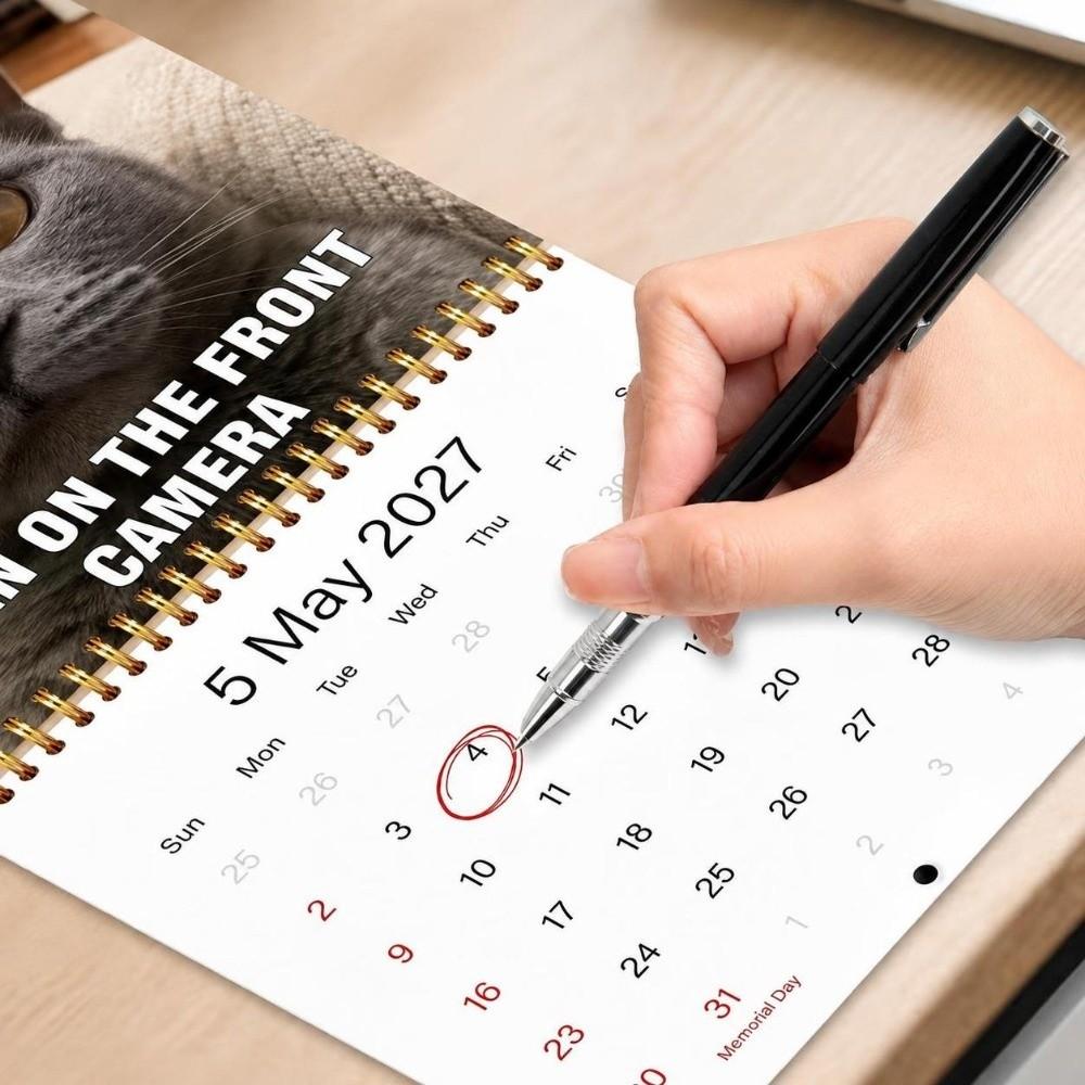 Funny Print Wall Calendar Cat Theme Wall Planner 2027 Monthly Calendar For Office Daily Plan