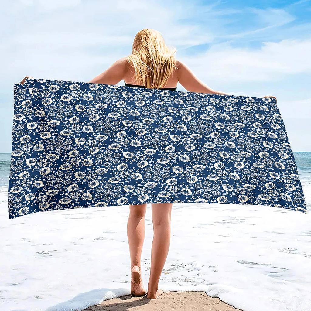 Botanical Floral Beach Towel Microfiber Vintage Flower Bath Towel for Sport Swim Quick Dry Kitchen Hand Towels Bikini Cover Up