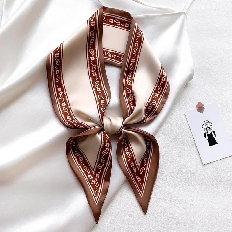 

Fashion Print Hair Ribbon Scarf Women Neck Tie Bag Scarfs Satin Silk Skinny Headscarves Ladies Foulard Floral Bands 2024 New 9.5x100cm