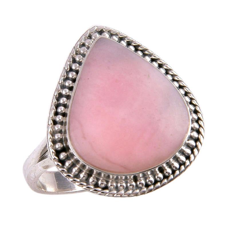 Natural Pink Opal Gemstone 925 Solid Sterling Silver Jewelry Ring Size 9.5 k6L19