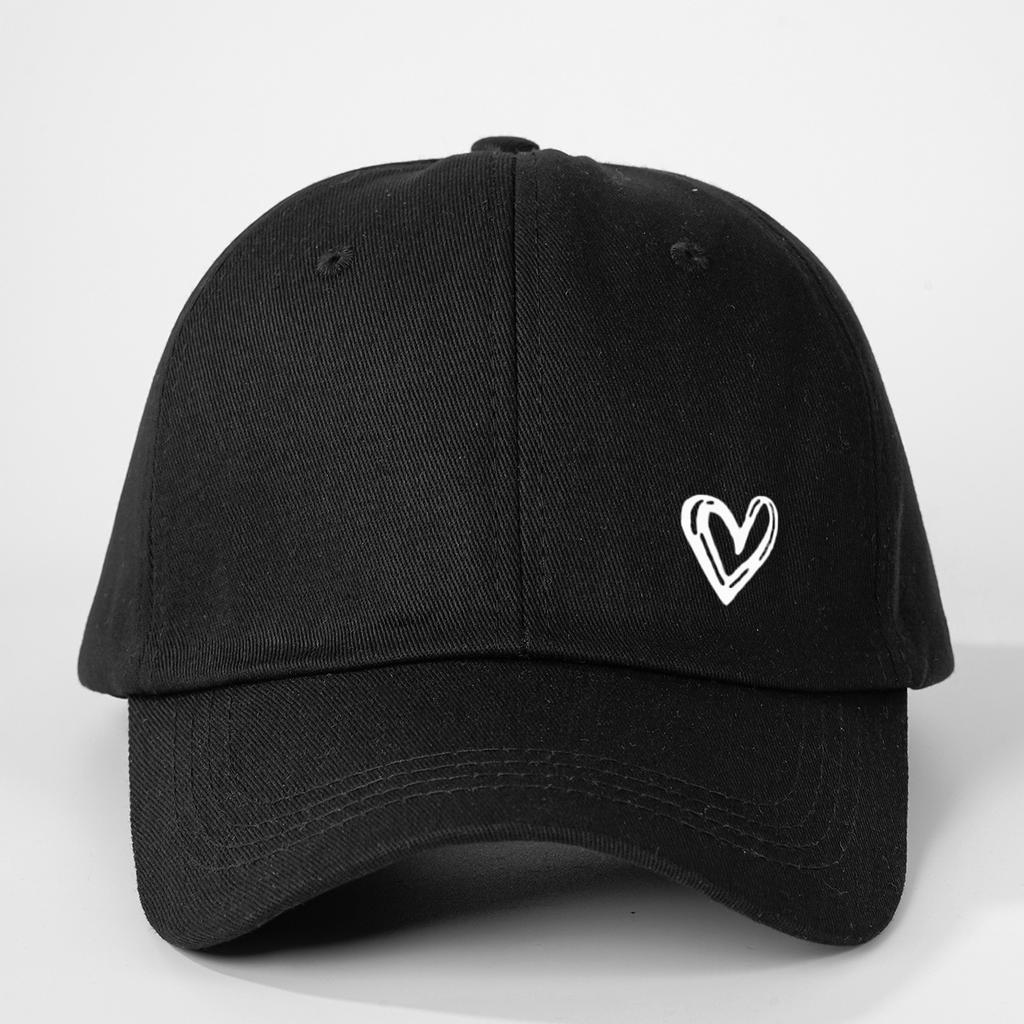 Solid color love printed baseball cap for both men and women, suitable for casual and versatile travel, sun protection, and gath