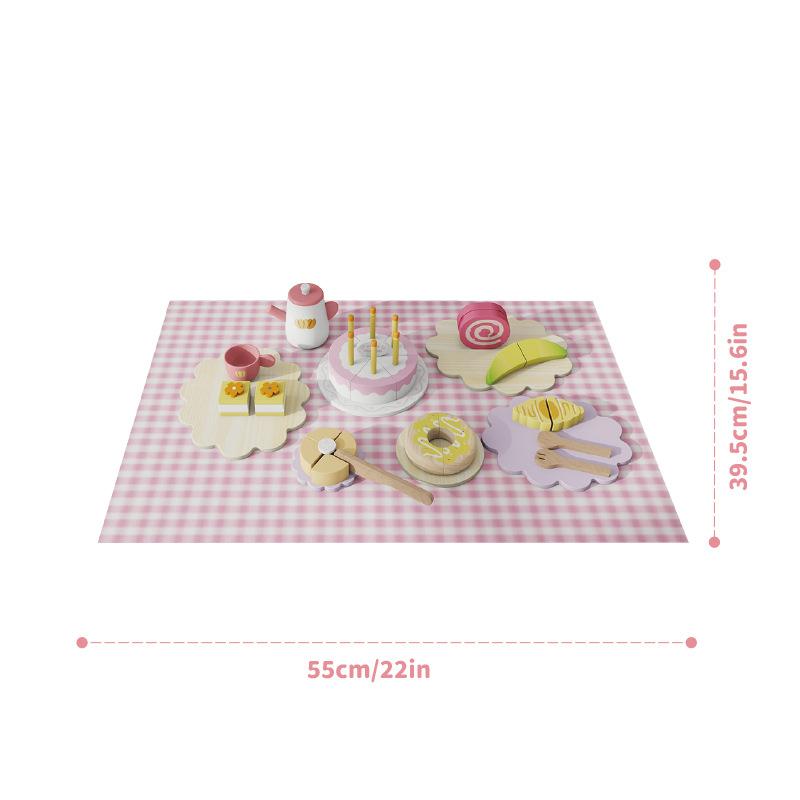 Children's Family Simulation Wooden Dessert Cutting Board Girls Flat Kitchen Toy