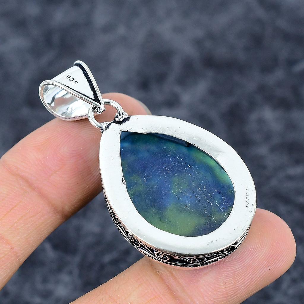 Ammolite Gemstone Handmade 925 Sterling Silver Jewelry Pendant 2.05" M-3285