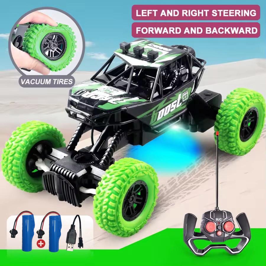 Remote Control Car Outdoor Off Road With Light Rubber Tire Climbing All Terrain Vehicle Car Model Truck Toy Gift For Kids Boy