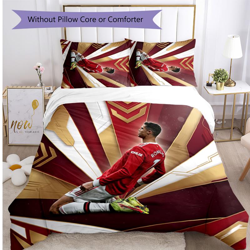 Cristiano Ronaldo Aufdruck Bettwäsche 3-teiliges Set Gemütliches Atmungsaktives Bettbezug-Set als Einweihungs-Feiertagsgeschenk