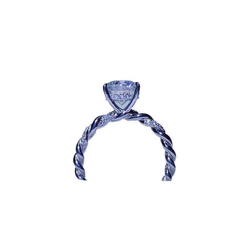 Twist Moissanite 2 Carat D Color VVS Ring with Certificate and Diamond Tester Approval