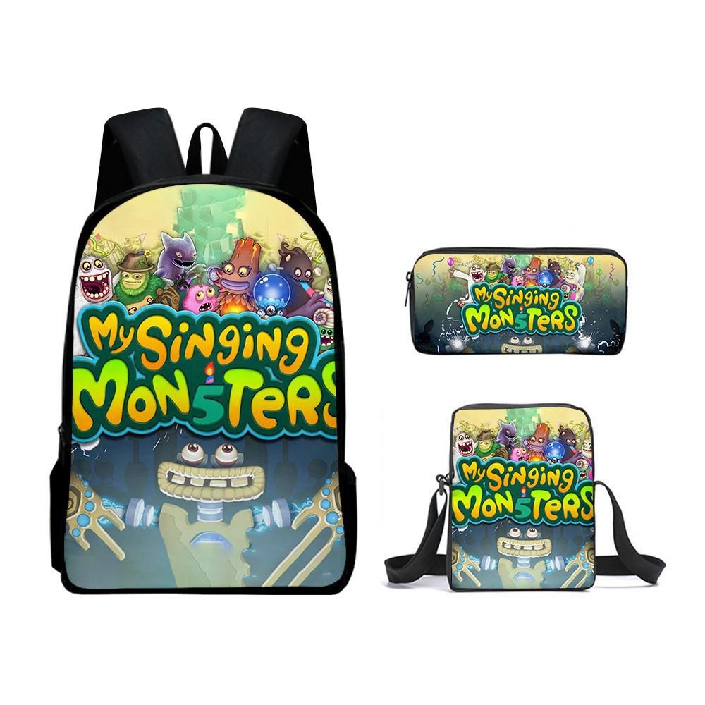 Monster Music Schoolbag Trendy Backpack European and American Retro Schoolbag Third Grade~ Fourth Grade Bag