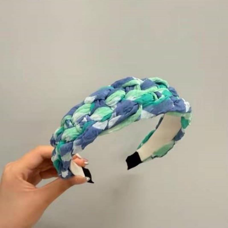 Wide-brimmed Woven Headband Handmade  Colorful Pressure Hair Band  Makeup Girls' Clothing Matching  Headbands for Women