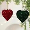 Velvet Christmas Tree Ornaments Rhinestones Heart Bow Shape Hanging Decor for Xmas Tree Window