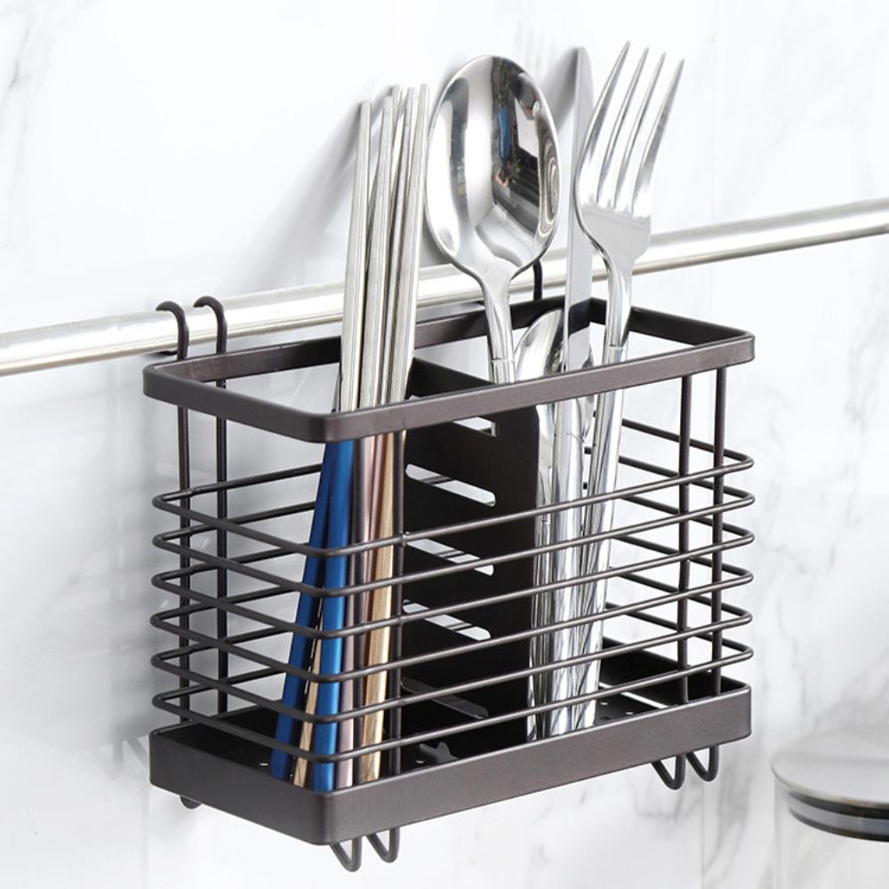 Utensil Drying Rack With Hooks No Drilling For Cutlery Cutlery Drainer Basket For Kitchen Sink Dishwasher Home Storage