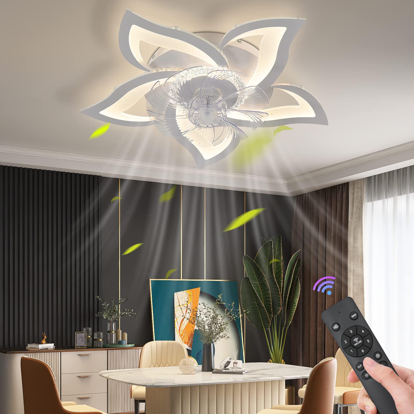 

Ceiling Fan With Led Light For Living Room Bedroom Home Chandelier Modern Led Ceiling Fan Lamp Decor Lighting APP With RC Dimmable белый