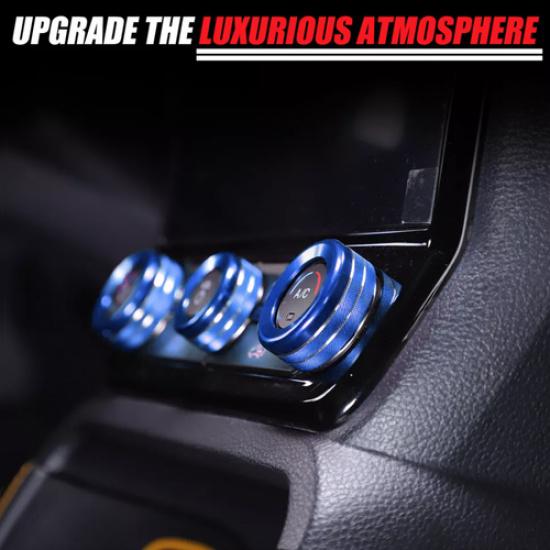 Fit For Ford Ranger -2025 Blue Aluminum AC Radio Switch Trim Ring Knob Cover