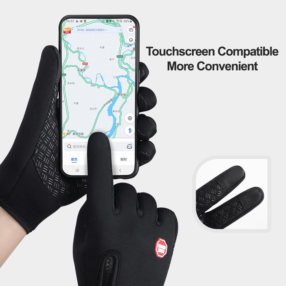 Winter Cycling Gloves Unisex Hiking Touchscreen Anti-slip Zipper Windproof Water-repellent Commuter Thermal Men Women Gloves