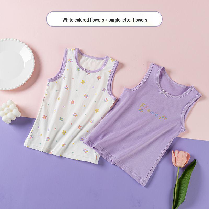 Class A Girls' Floral Cotton Tank Top for Ages 6-12 - Available In Medium & Large Sizes