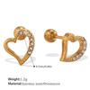 Fashion Light Luxury Gold Love Diamond Earrings Stainless Steel Gold Plated Hollow Design Earrings Women