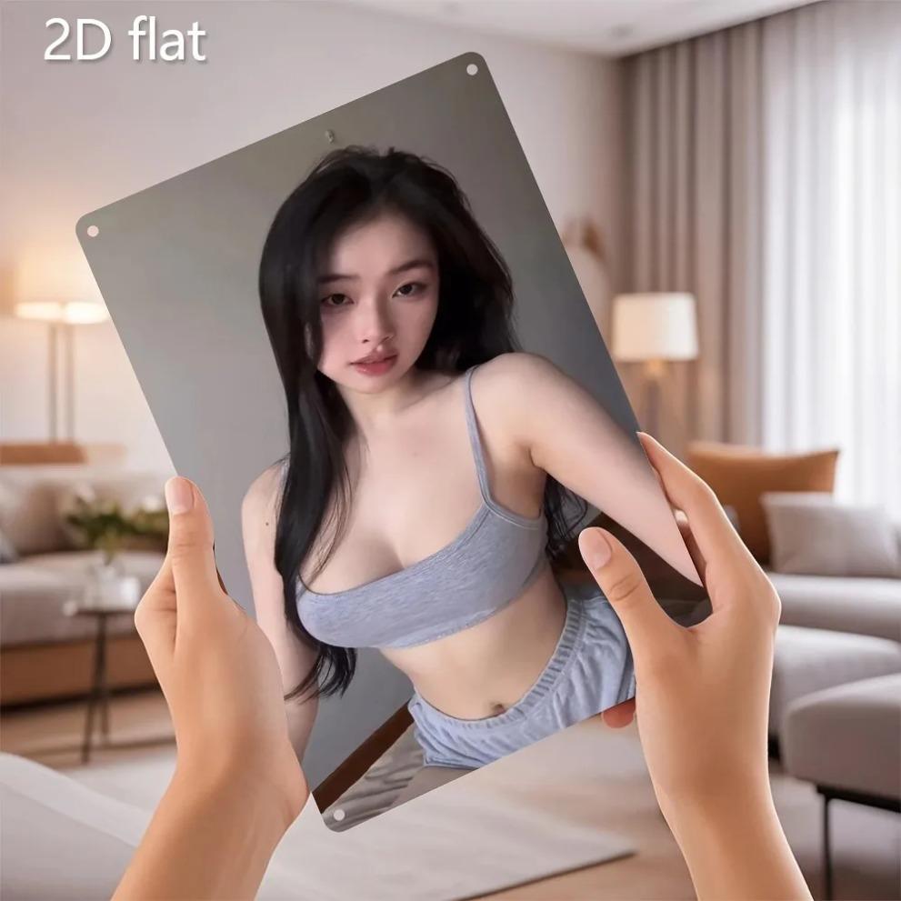 Vintage Metal Wall Art Retro Woman Portrait Iron Decor Home Office Gym Man Cave