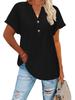 T-shirt Casual da Donna Colore Unico Scollo a V con Bottoni Moda Primavera/Estate 2026