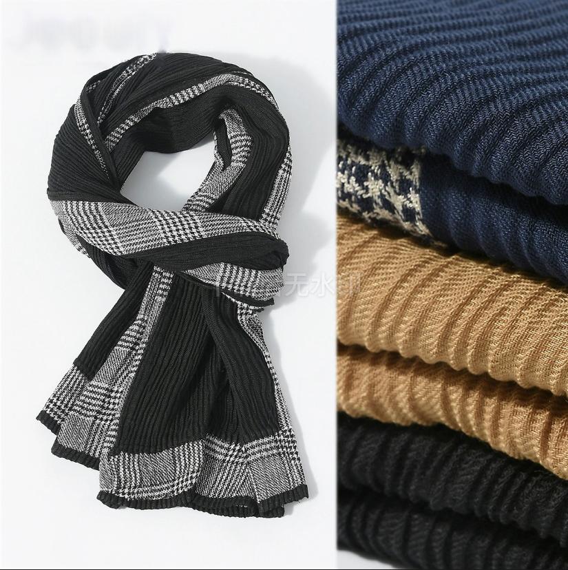 New Men'S Retro Scarvves Houndstooth Patchwork Crinkle British Style Soft Unisex Scarves Wraps