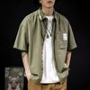Men's Summer Loose Short Sleeve American Work Shirt, Trendy Japanese Retro Cardigan Button-Down, Plus Size Available.