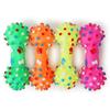 Dog Squeaky Chew Toy - Dumbbell Shape with Small Spikes, Rubber Pet Toy for Teething, Teeth Cleaning & Tartar Reduction,