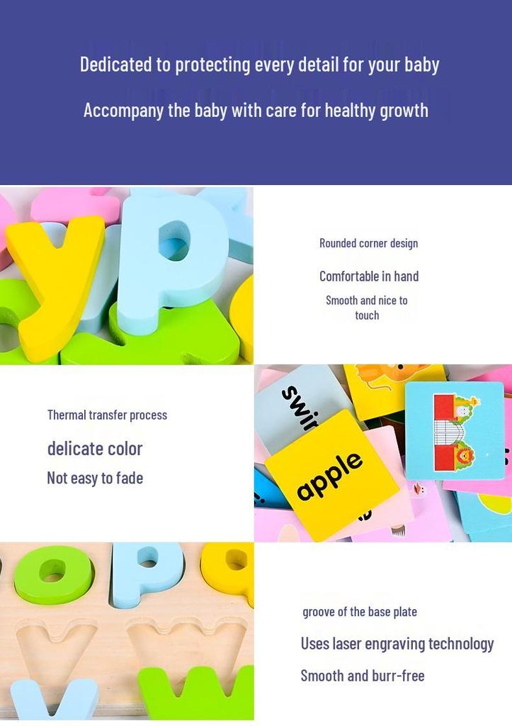Wooden Macaron Letter & Number Jigsaw Puzzle for Kindergarten