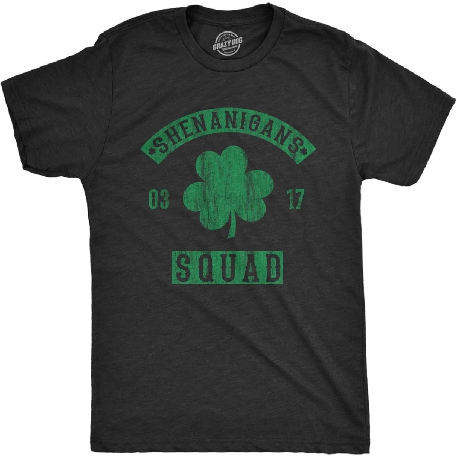 

Mens Shenanigans Squad T Shirt Funny St Patricks Day Clover Graphic Saint Paddy Tee XXXXXL чорний