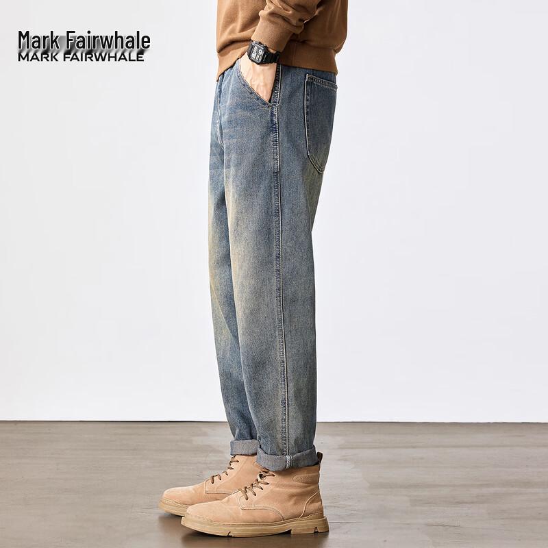 Mark Fairwhale Men's Retro Washed Straight-Leg Jeans