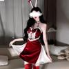 Christmas Bunny Girl Lingerie Costume: Backless Role Play Nightwear Dress