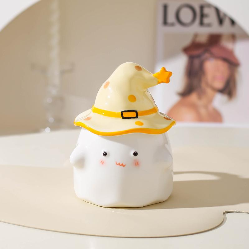 Birthday Gift Funny Ghost Mug with Lid Ceramic Cup Niche Gift Souvenir Water Cup Halloween Gift