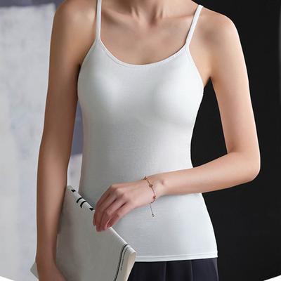 Women Camisole Tank Top with Built In Bra Spaghetti Strap Scoop Neck Padded Basic Cami Shirt Summer Casual Sleeveless Workout Top