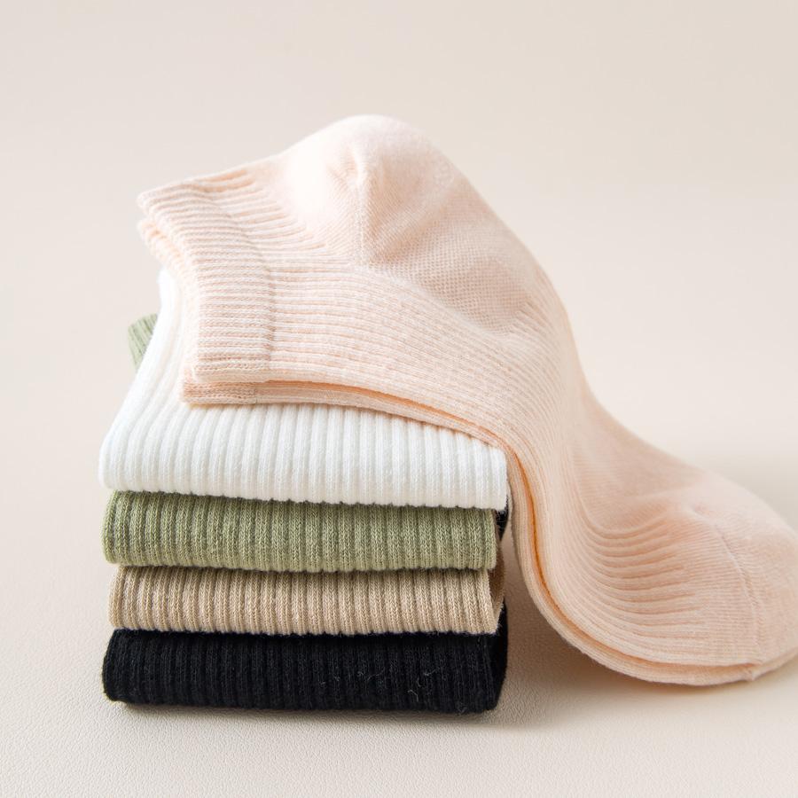 5Pairs Women's Low Tube Cotton Socks Candy Colored Summer Breathable Boat Socks Delicate Soft Comfortable Solid Versatile Sock